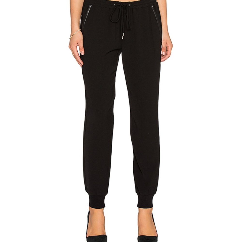 VINCE Leather Trim Jogger in Black S